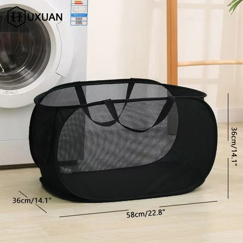 Extra-Large Mesh Laundry Hamper With Handles Foldable Versatile Storage Bag For Dirty Clothes In Multiple Rooms Laundry Baskets