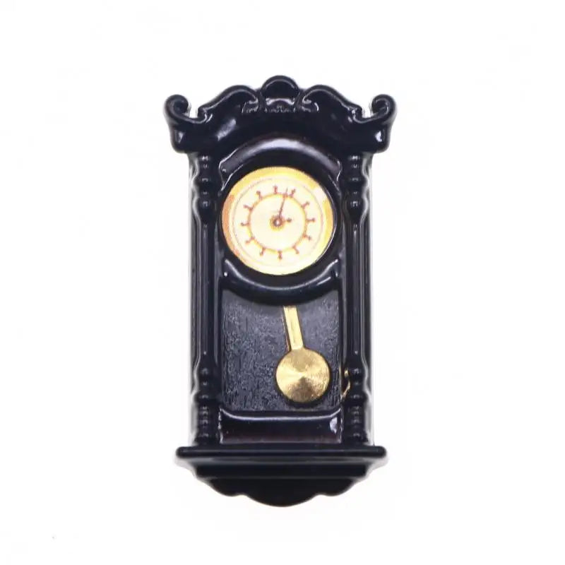 1/12 Dollhouse Vintage Simulation Wall Clock Model Doll Home Clock Living Room Decor Toy Dolls House Micro Scene Accessories