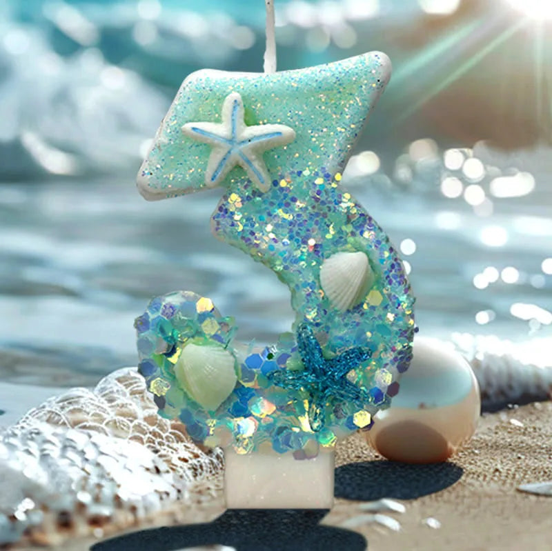 Digital candle ocean beach starfish creative birthday party decoration
