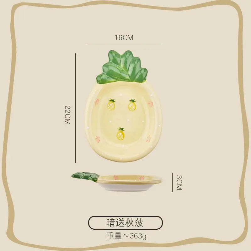 Cute Ceramic Fruit Dessert Plate, Cake  Ceramic Bowl , Snack Dim Sum Plate, Dinner Plate, Cartoon Strawberry Plate