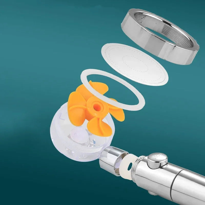 360 Degrees Rotating Turbo Power Shower Head Rain Shower Turbocharge Watering Can with Fan Bathroom Accessories Turbolux Showe