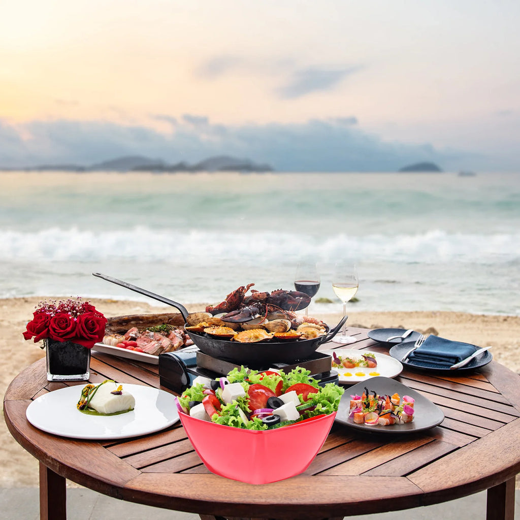 Heart Shaped Salad Bowl Red Premium Melamine Lightweight Non-Slip Bowl For Party Camping Bbq Picnic Household Kitchen