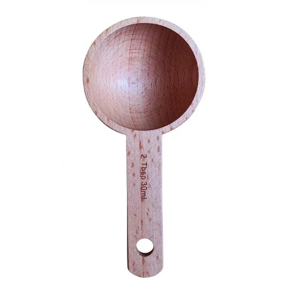 Tablespoon Measuring Spoon Walnut Wooden 7.5/10/15/30/45ml Beech Wooden Spoon Hangable Kitchen Measuring Tools Coffee Bean Spoon