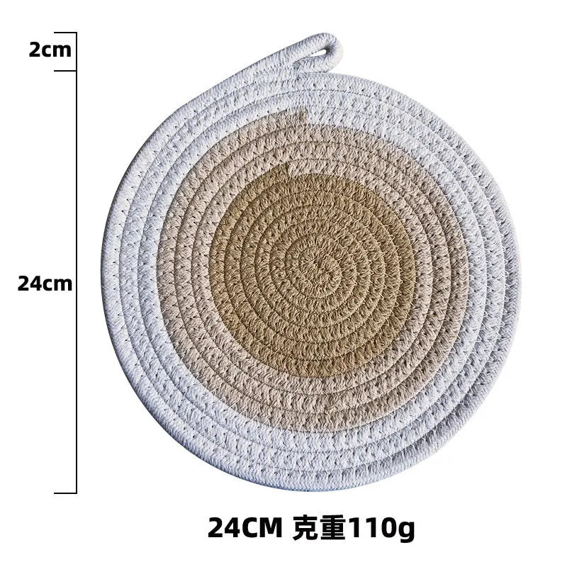 Colored Placemat Pastoral Style Thickened Insulation Cotton Linen Woven Table Mat Heat Resistant Anti Scalding Sand Pot Cup Mat