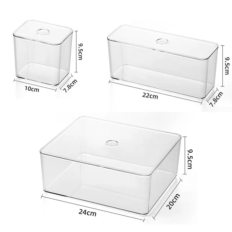 Acrylic Plastic Storage Box With Lid Makeup Organizer Transparent Desk Drawer Organizers Box Jewelry Box Closet Organizer Boxes
