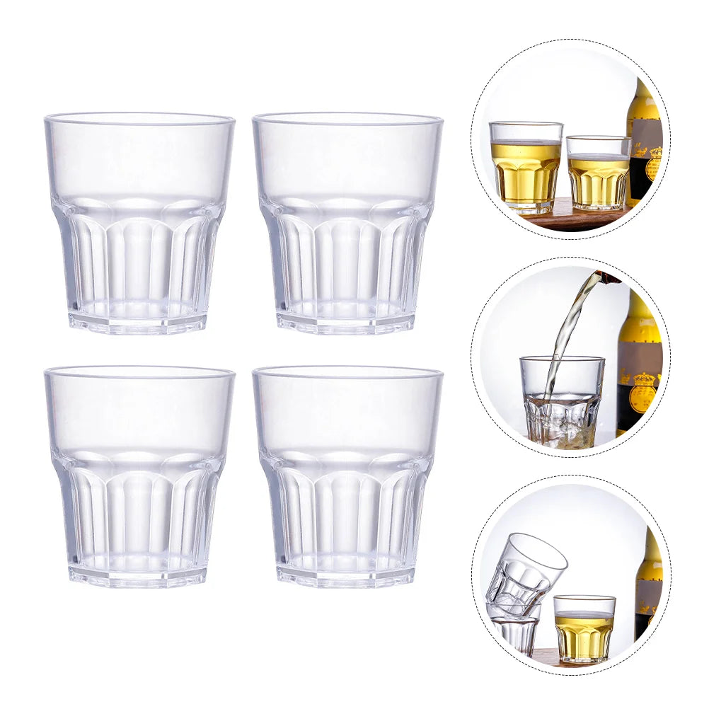 6 Pcs Unbreakable Spirits Cups Acrylic Whiskey Glasses Clear Cocktail Tumblers Beer Mugs Wine Glass Drinking Vessel Bar