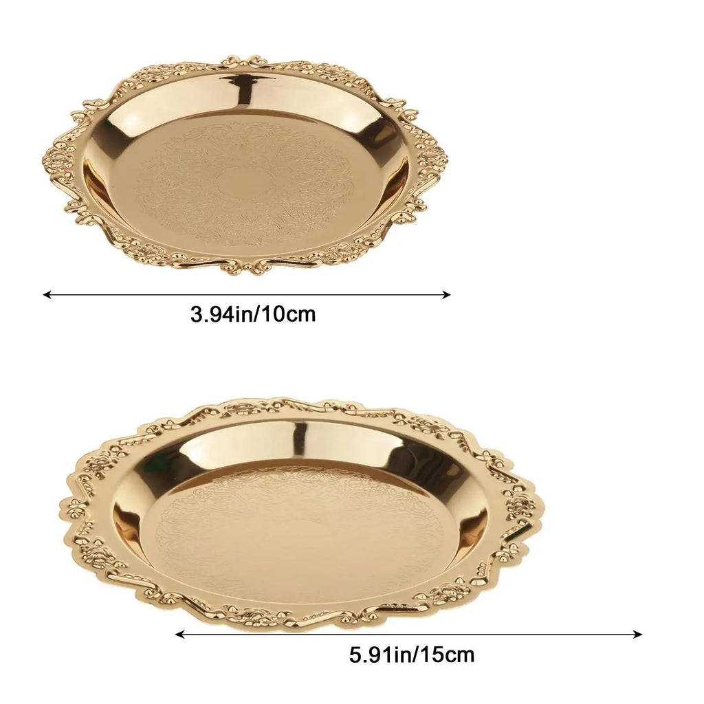 Metal Golden Fruits Holder Tray Serveware Home Gathering Dinner