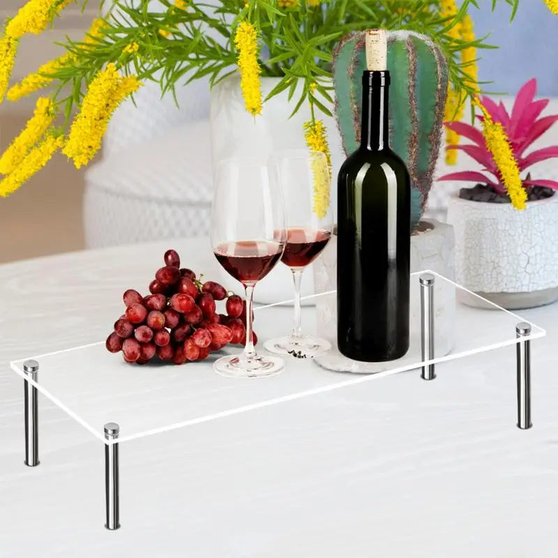 Square Acrylic Table Stand Plexi-glass Display Case Shelf Riser Serving Tray Perfume Organizer Cupcake Tools