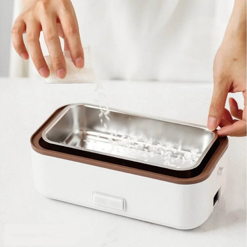 110V/220V Electric Lunch Box Office 304 Stainless Steel Quick Heating Bento Box Portable Fast Food Warmer Warming Pot 1.2L