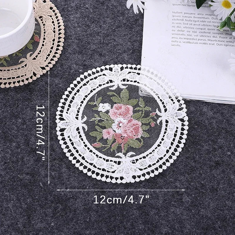 1Pc Dinning Lace Table Cover Embroidered Table Cloth Elegant Round Tablecloth Coffee Coasters Napkin Party Wedding Decoration