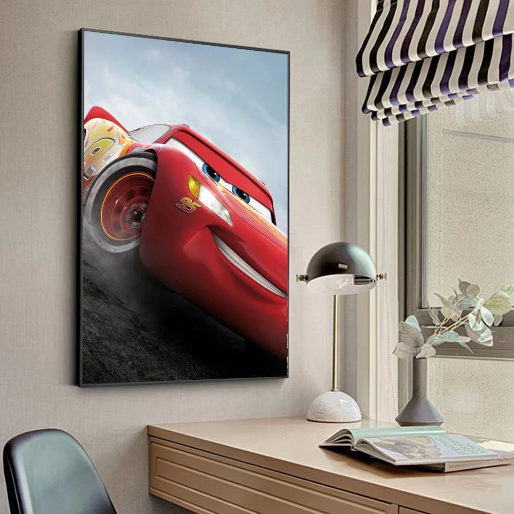 MINISO Kids Cartoon Speed Car Disney Home Living Room Bedroom Decorative Wall Art Anime Posters Mural Wall Art Canvas HD Prints