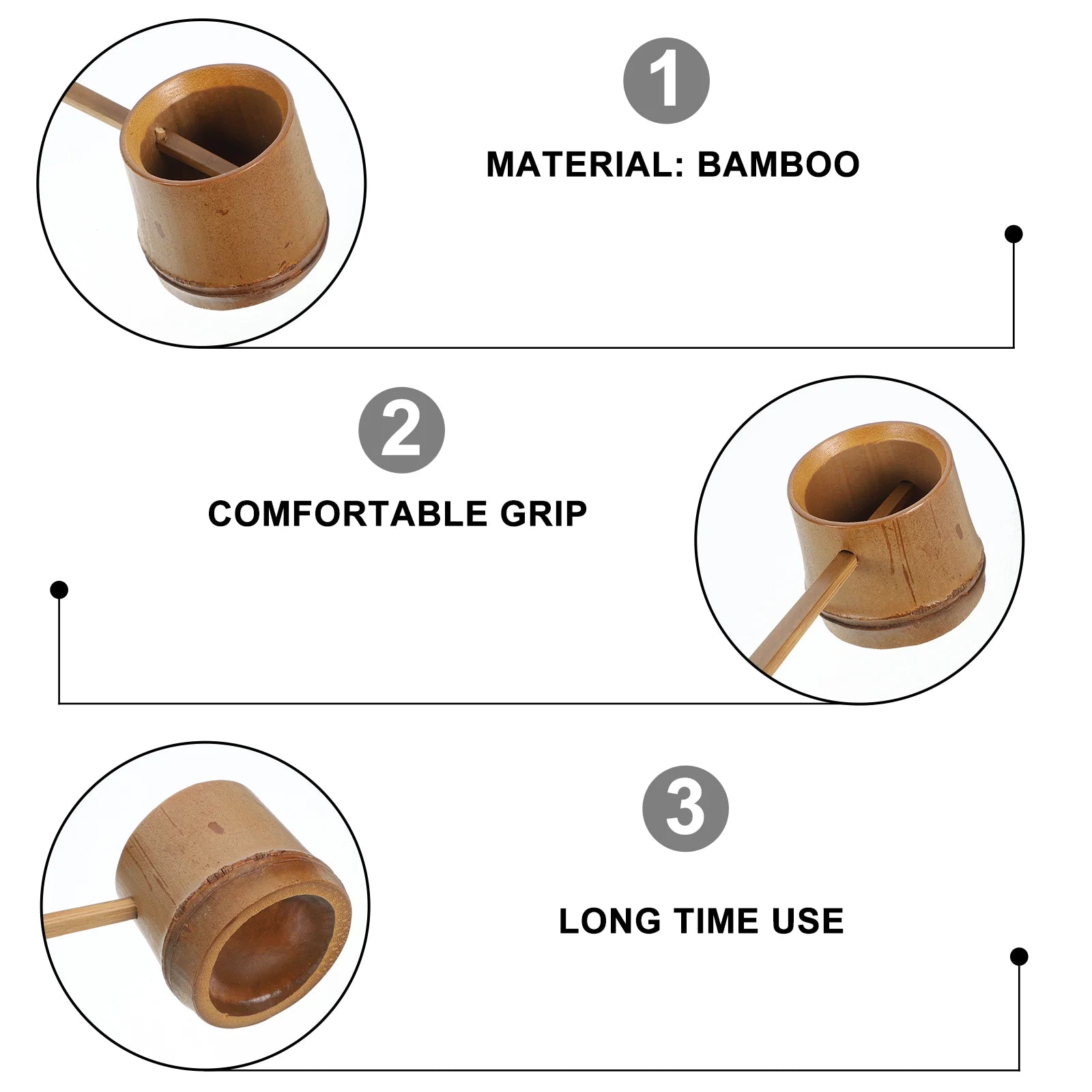 Long Handle Bamboo Water Scoop Kitchen Ladle Bath Salt Spoon Laundry Powder Dipper Flour Gadget Tea Ceremony Watering Can Bamboo