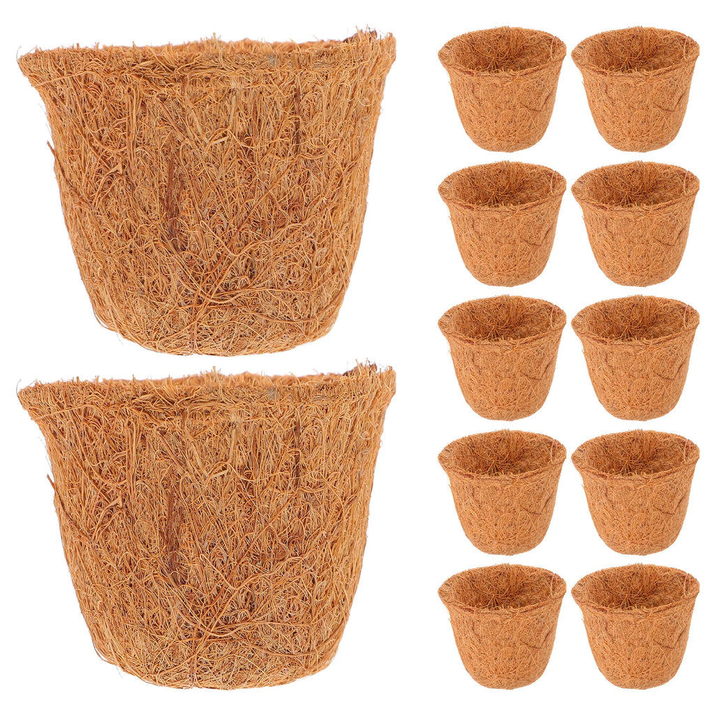 12pcs Coconut Coir Liner For Planters Natural Fiber Succulent Flower Pot Mini Garden Basket Planter Container Garden Plant