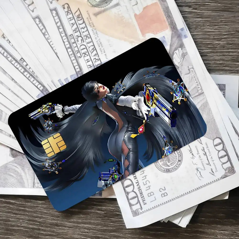 ANINME B-Bayonetta Poster Credit Skin Cover Card Stickers 4PCS Film Bus Pass Front Decoration Bank Debit Waterproof