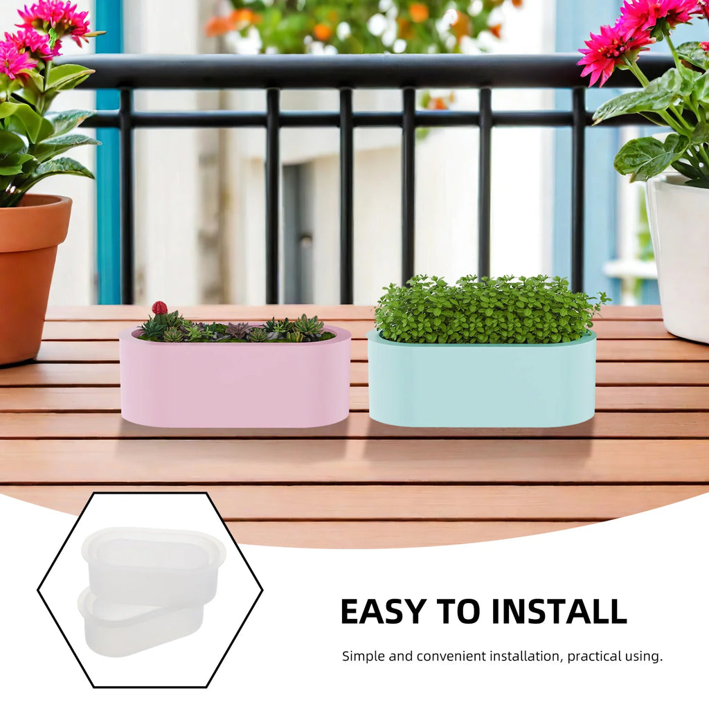 2Pcs Silicone Planter Molds Oval Shape Flowerpot Mold Resin Concrete DIY Pot Mold for Succulent Indoor Garden Decor