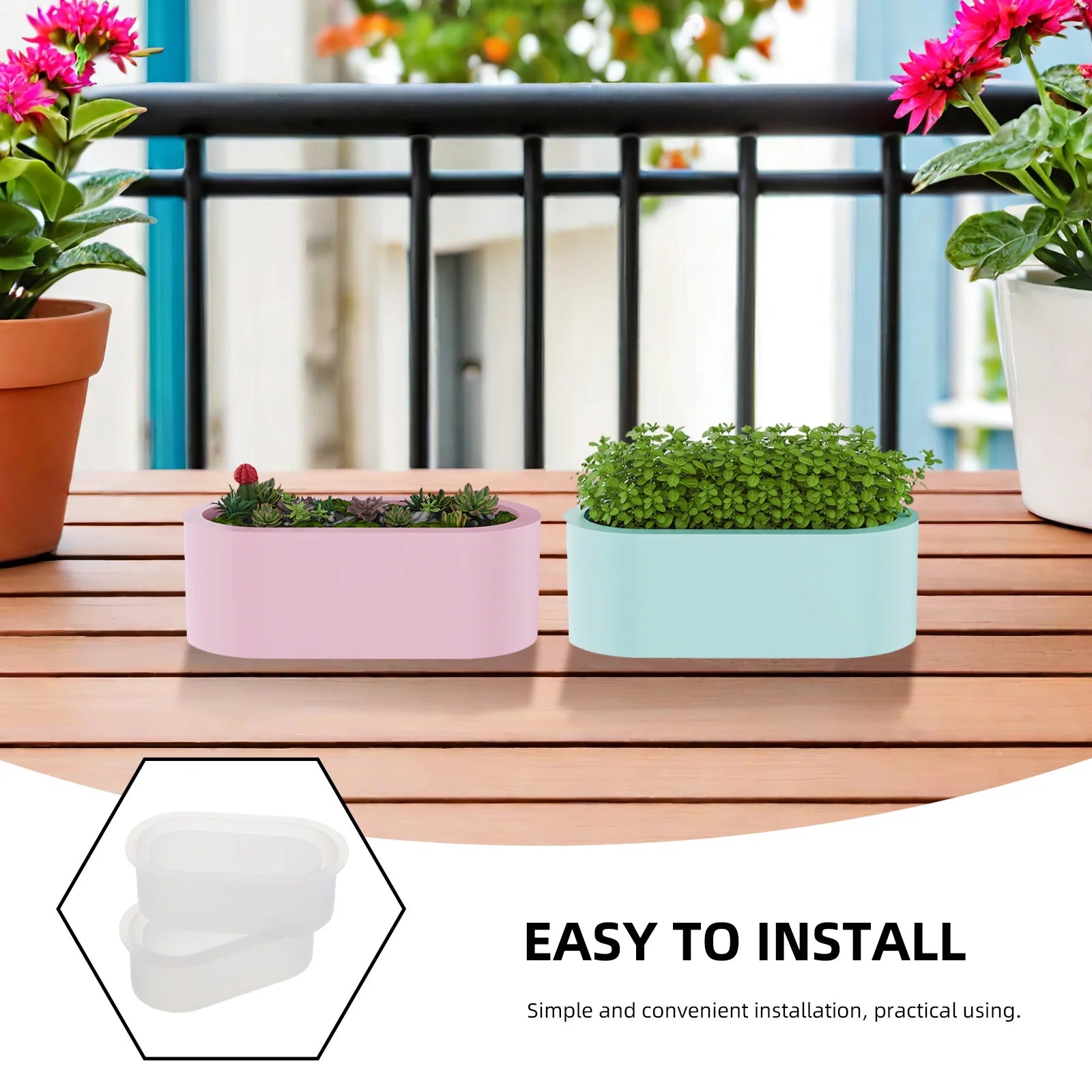 2Pcs Silicone Planter Molds Oval Shape Flowerpot Mold Resin Concrete DIY Pot Mold for Succulent Indoor Garden Decor