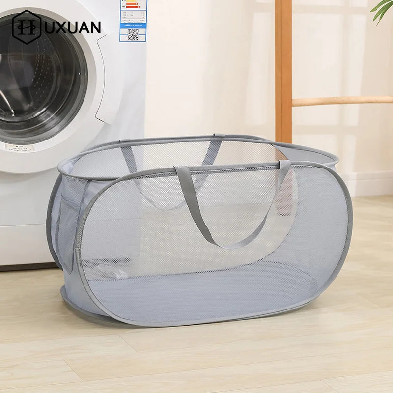 Extra-Large Mesh Laundry Hamper With Handles Foldable Versatile Storage Bag For Dirty Clothes In Multiple Rooms Laundry Baskets