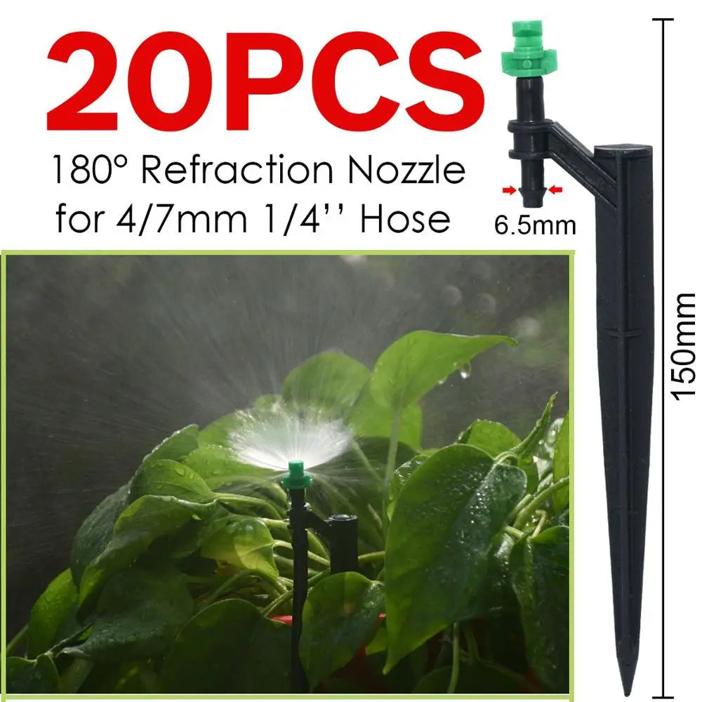 KESLA 20PCS 90/180/360 Degree Misting Nozzle 13cm Stake 1/4'' Barb  Drip Irrigation Watering Garden Flower Irrigation Sprinkler