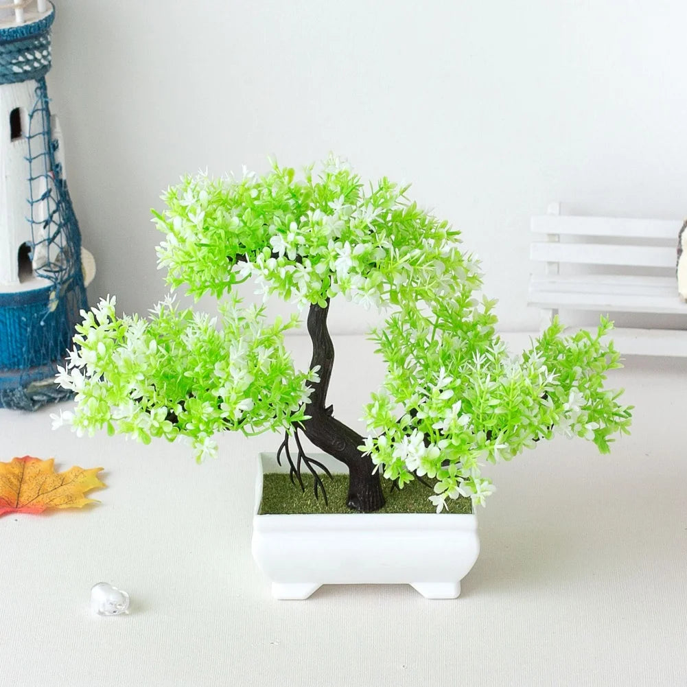 Artificial Plants Bonsai Small Tree Pot Fake Plant Flowers Potted Bonsail For Home Room Table Balcony Garden Arrangement Decor