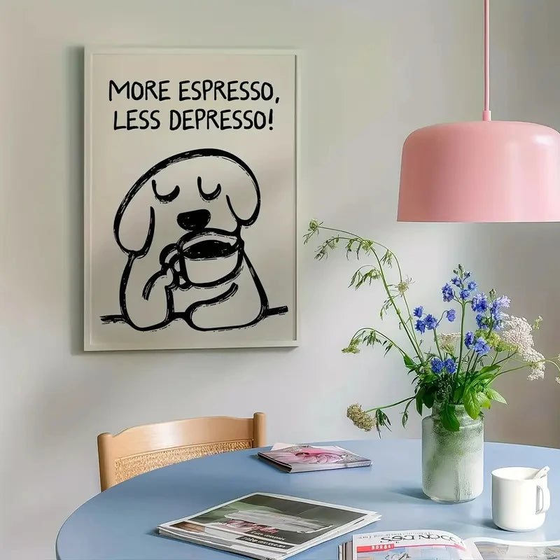 Retro More Espresso Less Depresso Wall Art Prints Canvas Painting Poster Picture For Living Bed Kids Room Home Decor