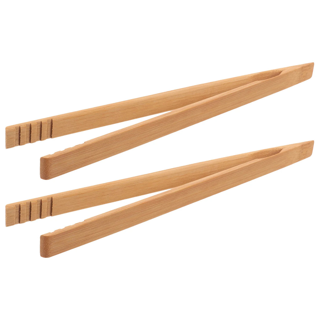 2 Pcs 26CM Bamboo Tongs High Temperature Resistant Kitchen Cooking Tools Food Serving Party BBQ Ice Bread Cheese Clip