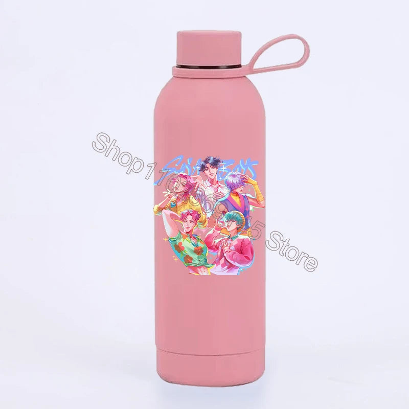 K Pop Demon Huntersd Water Bottles Kawaii Cartoon Thermos Bottle Kids Winter Outdoor Sports Water Cup Children Christmas Gifts