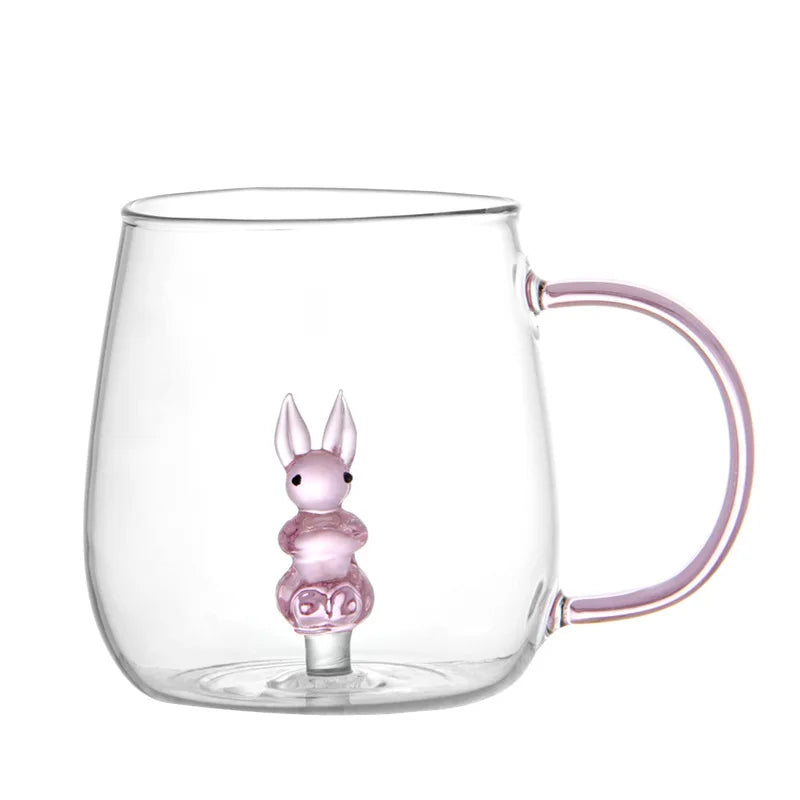 3D Cartoon Animal Shape Glass Cup for Home, Cute Water and Coffee, Single Layer Cup with Guests, Juice and Cold Drink