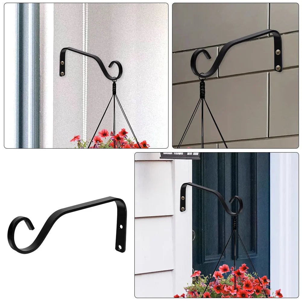 1 set 1 Set Of Hanging Plant Bracket Iron Flower Pot Hook Wall Mount Planter Hanger For Indoor Outdoor Garden Bonsai Wind Chime