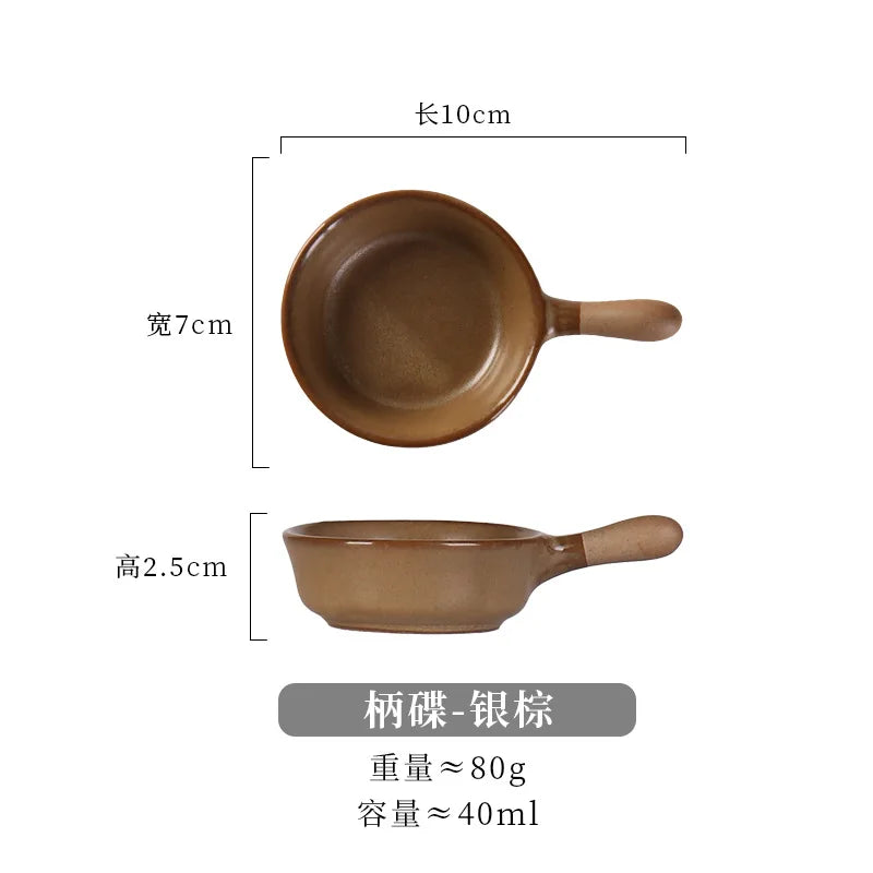 Anti-scald Ceramics Handle Sauce Dish Cute Tableware Soy Vinegar Seasoning Spice Dispenser Cooking Source Container Kitchenware