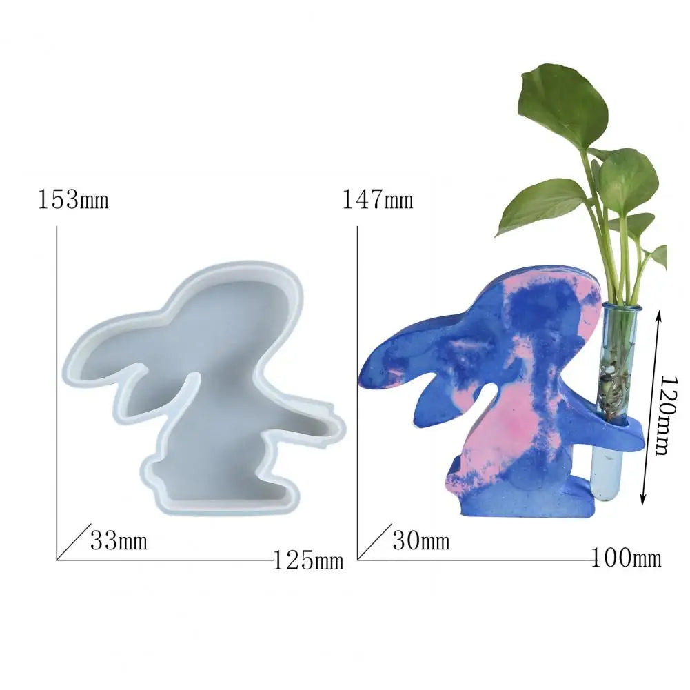1 Pc Bunny Flower Vase Mold Easter DIY Resin Casting Kit with 3 Hydroponic Plants Test Tube Rabbit Propagation Station