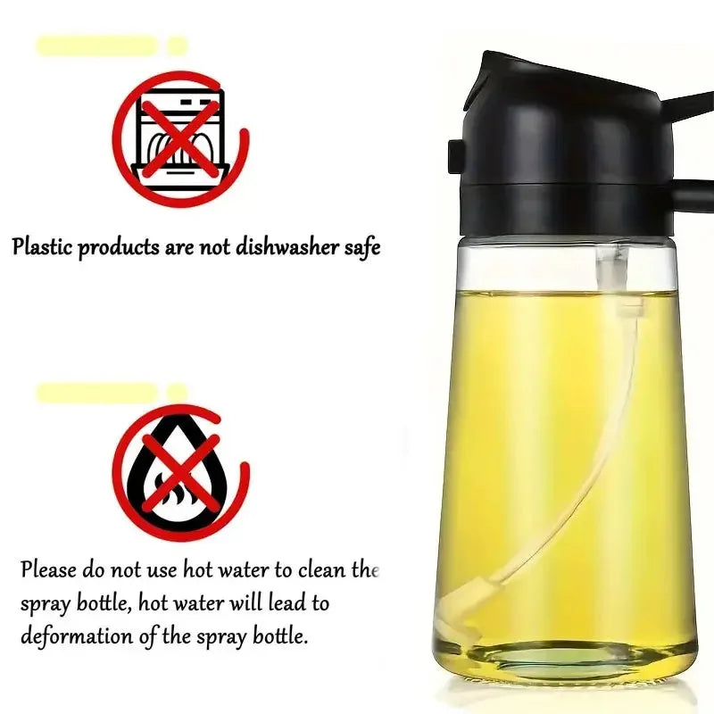1pc 450ML Dual-Purpose Oil Mister Bottle with Automatic Shut-Off Sprayer - BPA-Free PET Plastic for Cooking, Grilling, Baking