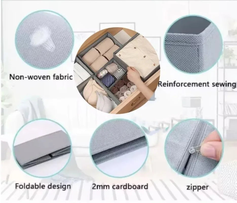 Drawer Organizers Foldable Clothes Dresser Organizer Bins Fabric Closet and Storage Drawer Dividers for Clothing Socks Belts