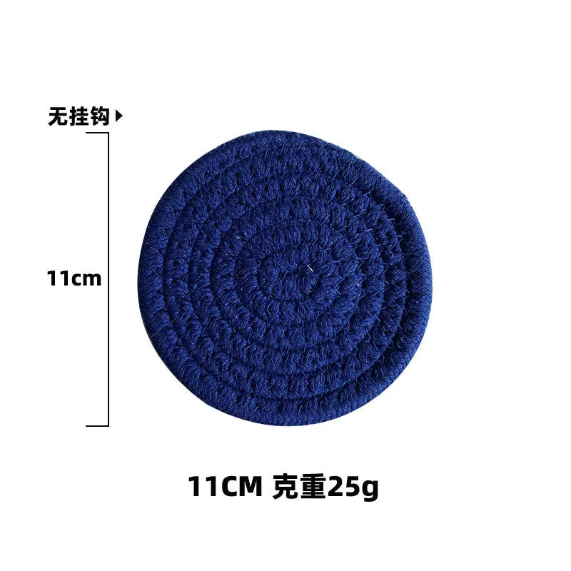 Colored Placemat Pastoral Style Thickened Insulation Cotton Linen Woven Table Mat Heat Resistant Anti Scalding Sand Pot Cup Mat
