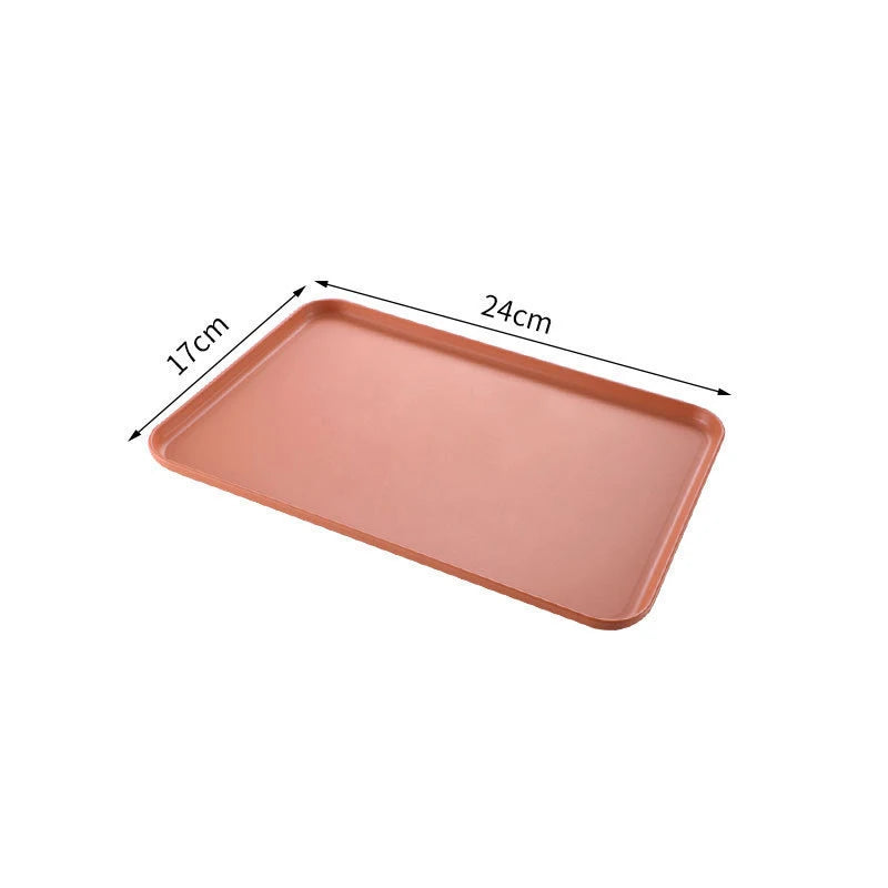 Plastic Serving Tray Home Tea Fruit Dessert Tray Anti-SlipScratch Resistant Plastic Food Cooking Storage Tray Kitchen Supplies