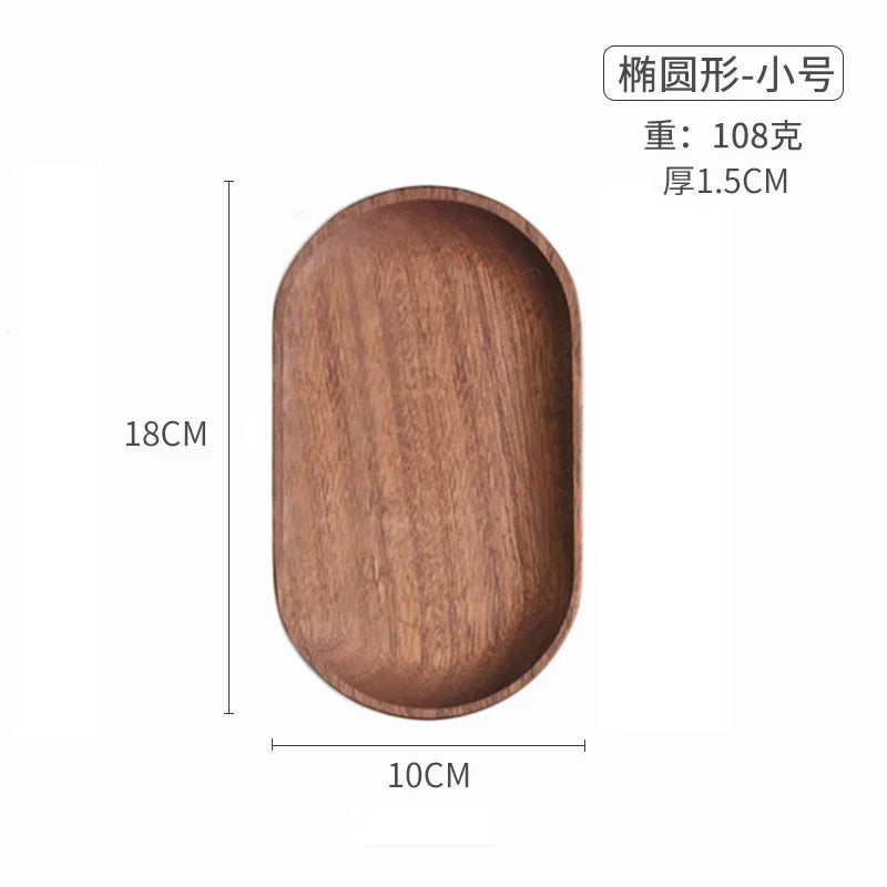 Japanese Style Food Oval Plate Wooden Serving Tray Tea Cup Saucer Trays Fruit Plate Storage Pallet Plate Kitchen Table Decor