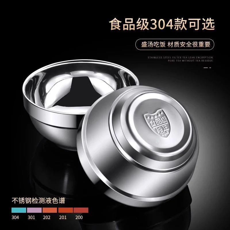 304 Stainless Steel Rice Bowls Household Five-layer Heat Insulation Fall Prevention Solid Tableware 15~16cm Adult Dining Bowl