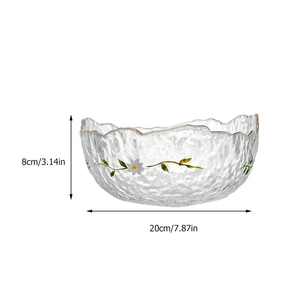 1Pcs Glass Fruit Bowl Exquisite Workmanship Smooth Surface Salad Dessert Snack Container Elegant Design for Parties and