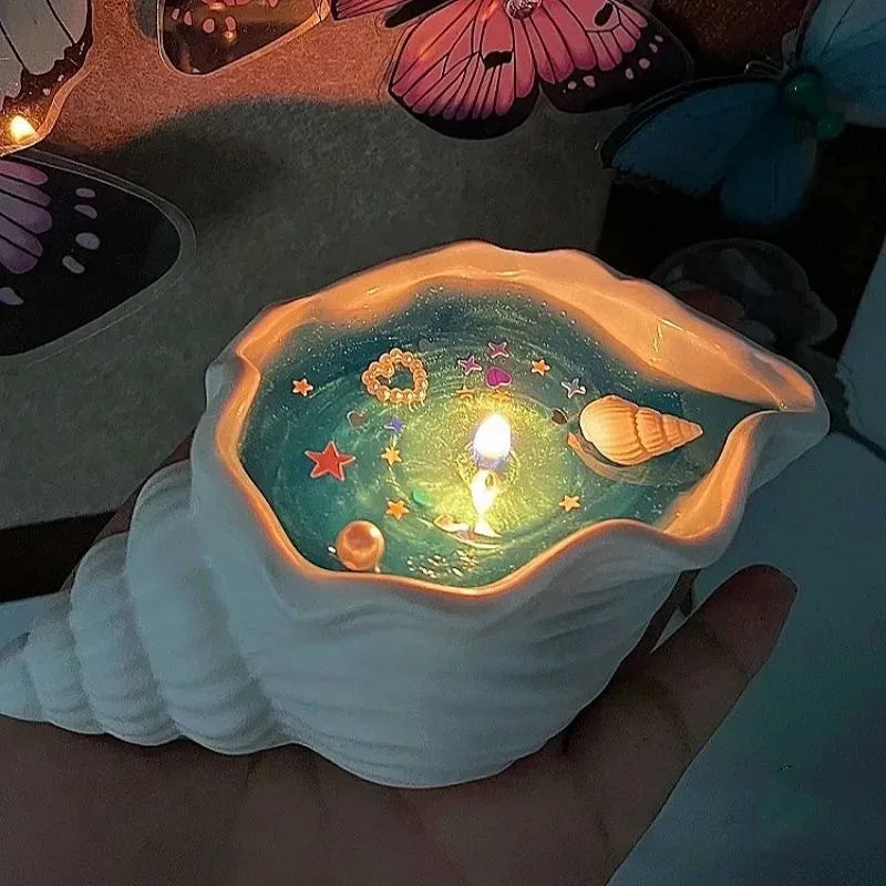 Creative Starfish Sea Shell Aromatherapy Candle Handmade Scented Candle Whirlpool Design for Relaxing Atmosphere