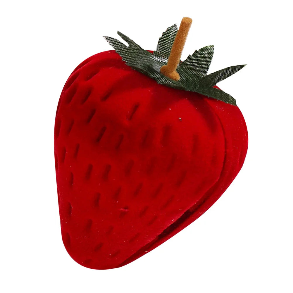 1Pcs Strawberry Ring Box Red Portable Jewelry Holder Necklace Storage Case Jewelry Storage Travel Packing Box Ring Holder