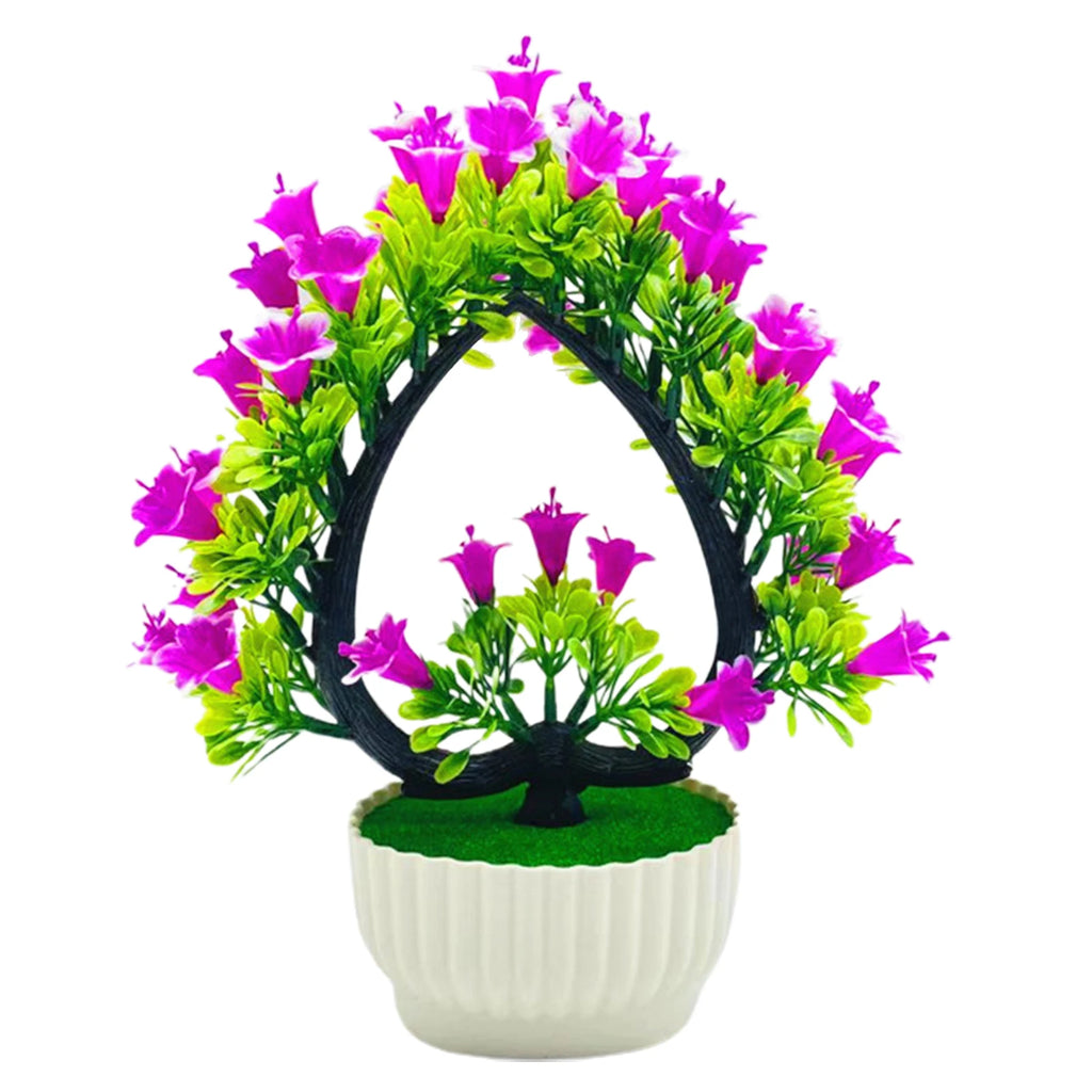 Artificial Flower Bonsai Realistic UV Resistant Plastic Easy Care Fake Flowers Bonsai for Outdoor