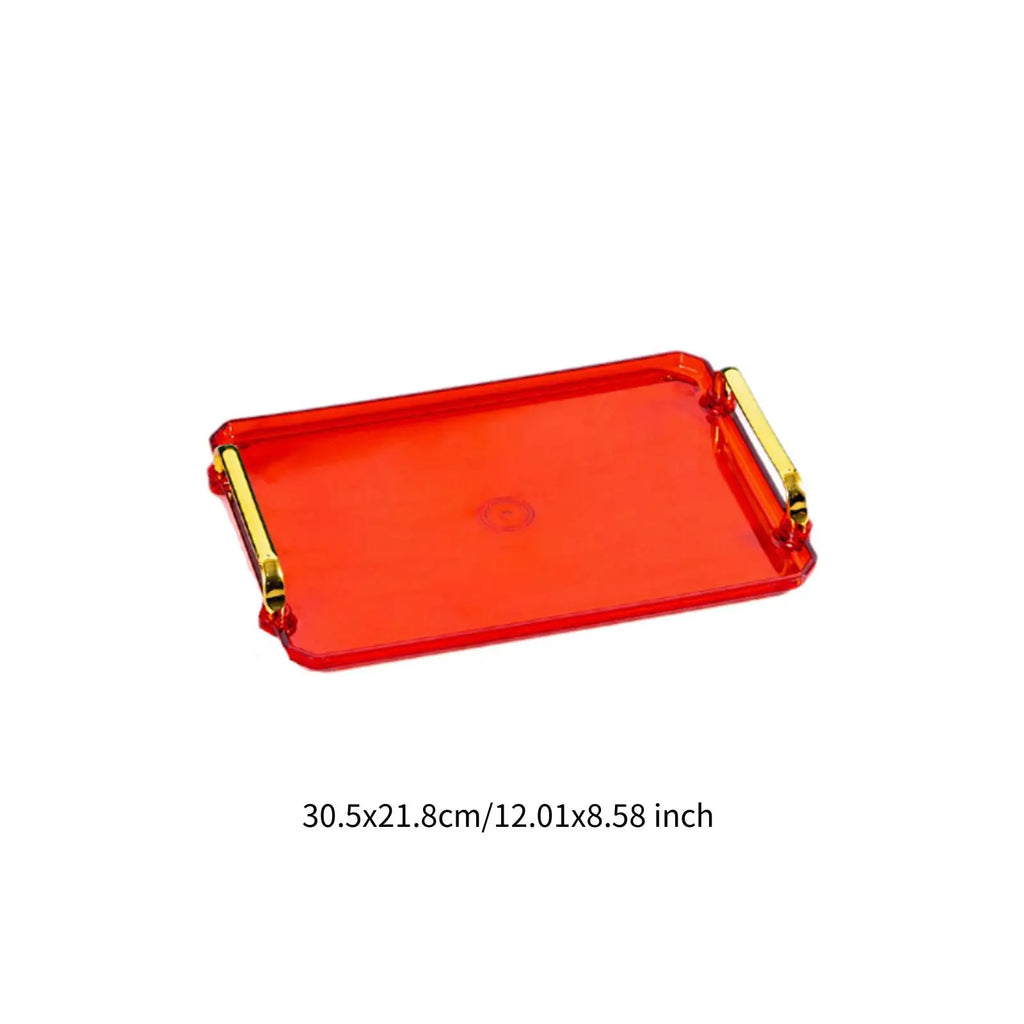 Rectangular Serving Tray with Handle Cosmetic Jewelry Dish Bathroom Decorative Tray Table Storage Organizer for Home Hotel