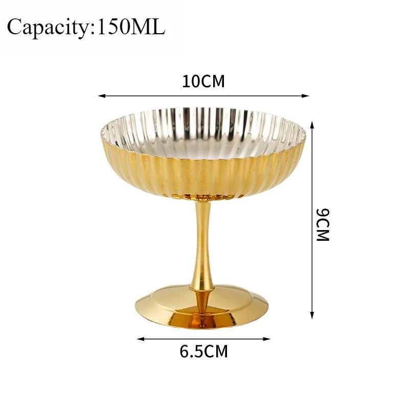 Ice Cream Cup Stainless Steel 304 Serving Dessert Bowl Cups Sauce Bowls Mini Round Footed Yogurt Snack Candy Cup for Salad Fruit