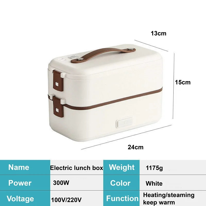 110V/220V Electric Lunch Box Office 304 Stainless Steel Quick Heating Bento Box Portable Fast Food Warmer Warming Pot 1.2L