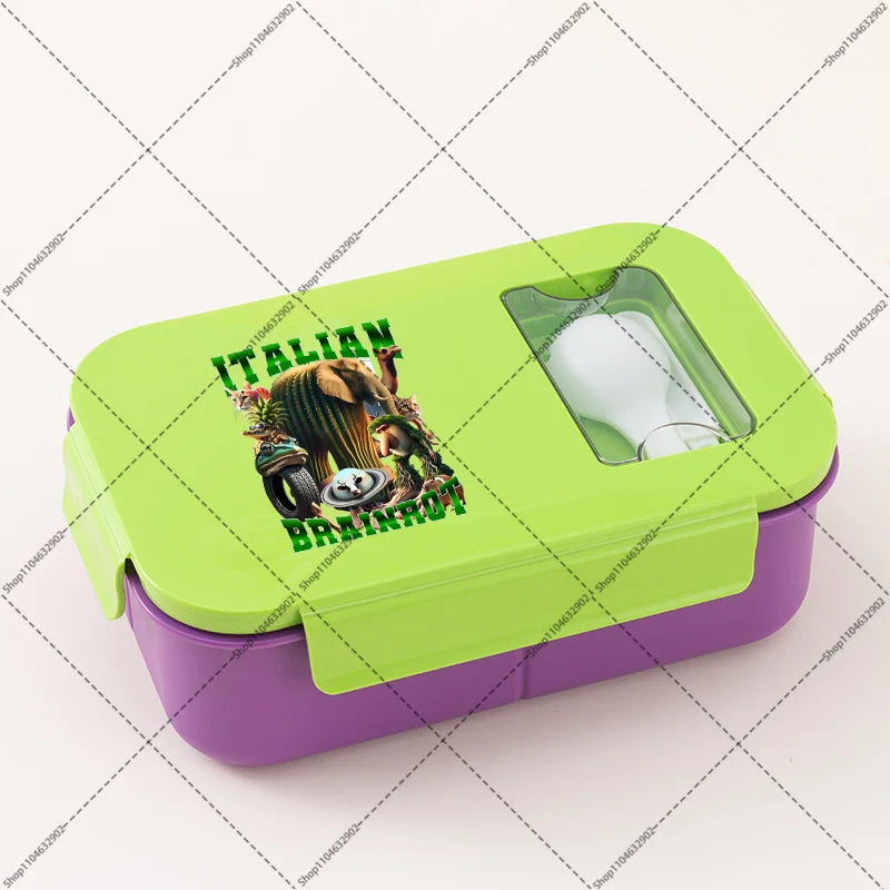 Italian Brainrot Lunchbox Cartoon Pattern Printed Bento Lunch Box Tung Tungtung Sahur Telala Funny Shark Food Storage Containers