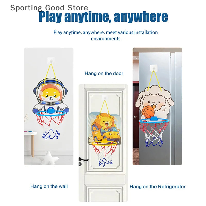 Kids Adjustable Basketball Stands Cute Cartoon Animals Shape Shooting Basket Indoor Outdoor Sport Training Board Game Children