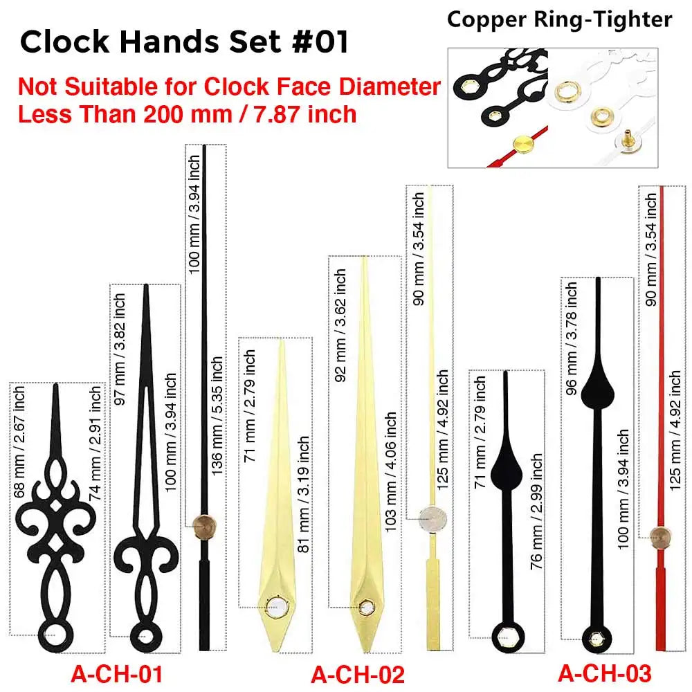 MCDFL Clock Mechanism Silent Quartz Movement Machine Wall Hands Pointer Set Clockwork Table Long Shaft DIY Watches Repair Parts