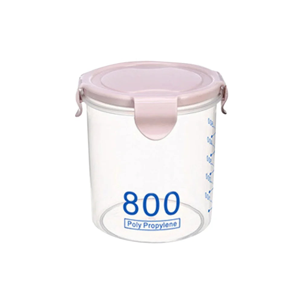 Airtight 800ml Pink Food Storage Container Leakproof for Cereal Flour Sugar Rice Snacks Transparent Polypropylene