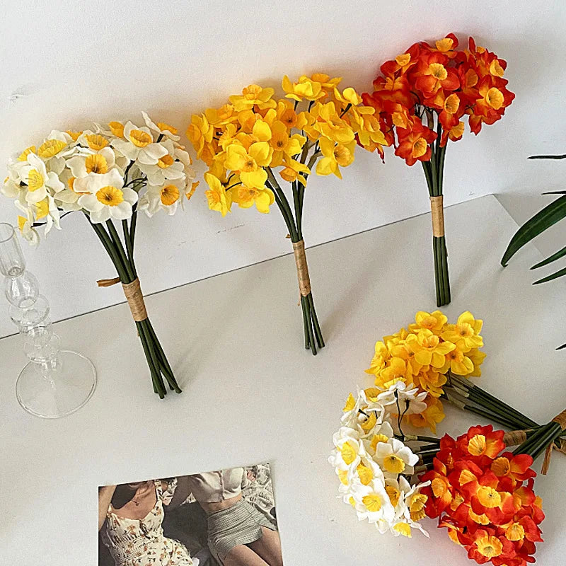 34CM Letter Narcissus Artificial Bouquet Home Dining Table Decoration Plastic Flowers Photography Props Bouquet