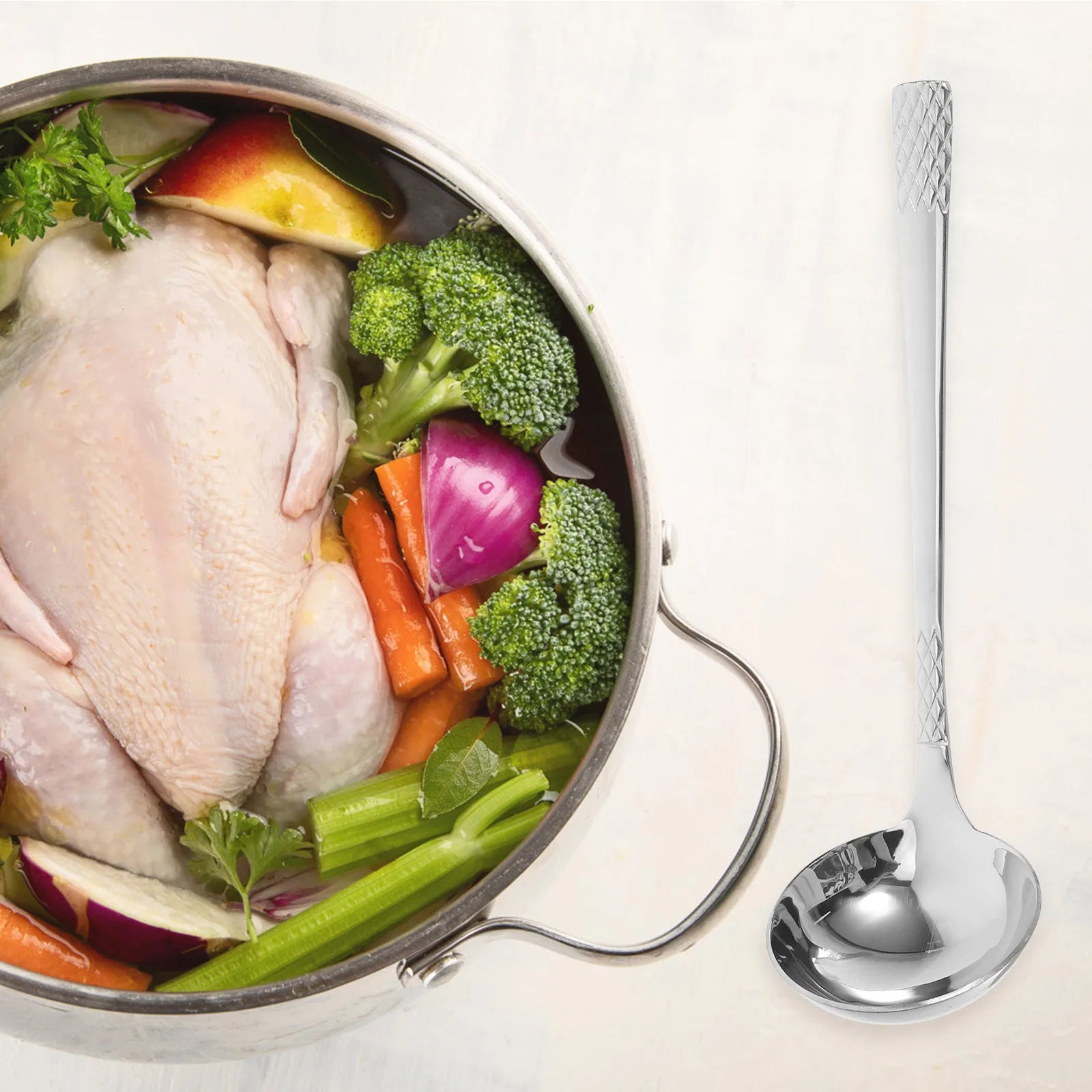 Stainless Steel Soup Spoon Thickened Sauce Ladle Multifunctional Hot Pot Cooking Serving Kitchen Tool Elegant Appearance