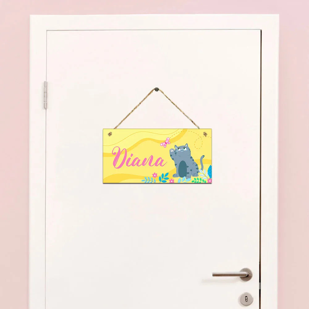 1 pc cute cat Customized Name Hanging Plaque Garden Plaque Wall Art Decor For Bedroom Decor